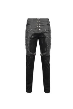 Black Slim Fit Zip Stud Side Chain Eyelet Rock Men's Gothic Trousers 13 Black Slim Fit Zip Stud Side Chain Eyelet Rock Men's Gothic Trousers -LolitaInside 878c4dd1da091061451e4ddc1780f577