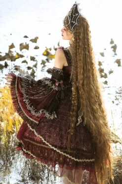 Wine Vintage Hanayome Eye Of Red Heart Bowknot Multi-Layer Ruffled Classic Lolita JSK Dress -LolitaInside 879e72c2815e5dd8da4564d833d28e84