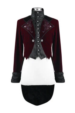 Wine Gothic Palace Embroidered Metal Rivets Dovetail Mens Coat -LolitaInside 87df0688c64d429c716c4e64d409f29b