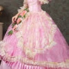 Pink Half Sleeves Lace Stitching High Waisted Hollow Embroidery Floral Print Ruffled Multi-Layer Victorian Lolita Prom Dress -LolitaInside 87f180ad8ff53a02edc5eb456d1852b9