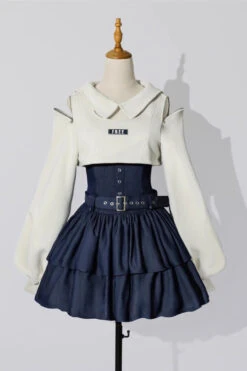 Dark Blue Double Layer Ruffle Sweet Lolita Jsk Dress -LolitaInside 88063b9244567fe5ce8449006363314d