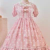 Pink Short Sleeves Melody Print Ruffle Bowknot Alice Sweet Lolita Dress -LolitaInside 8810391ba8aaa9f9015248a9a65fce15
