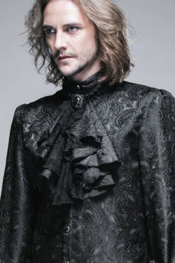 Black Lace Jacquard Jewel Pins Men's Gothic Tie -LolitaInside 8853f7a2894623f413f0b891b31e3704