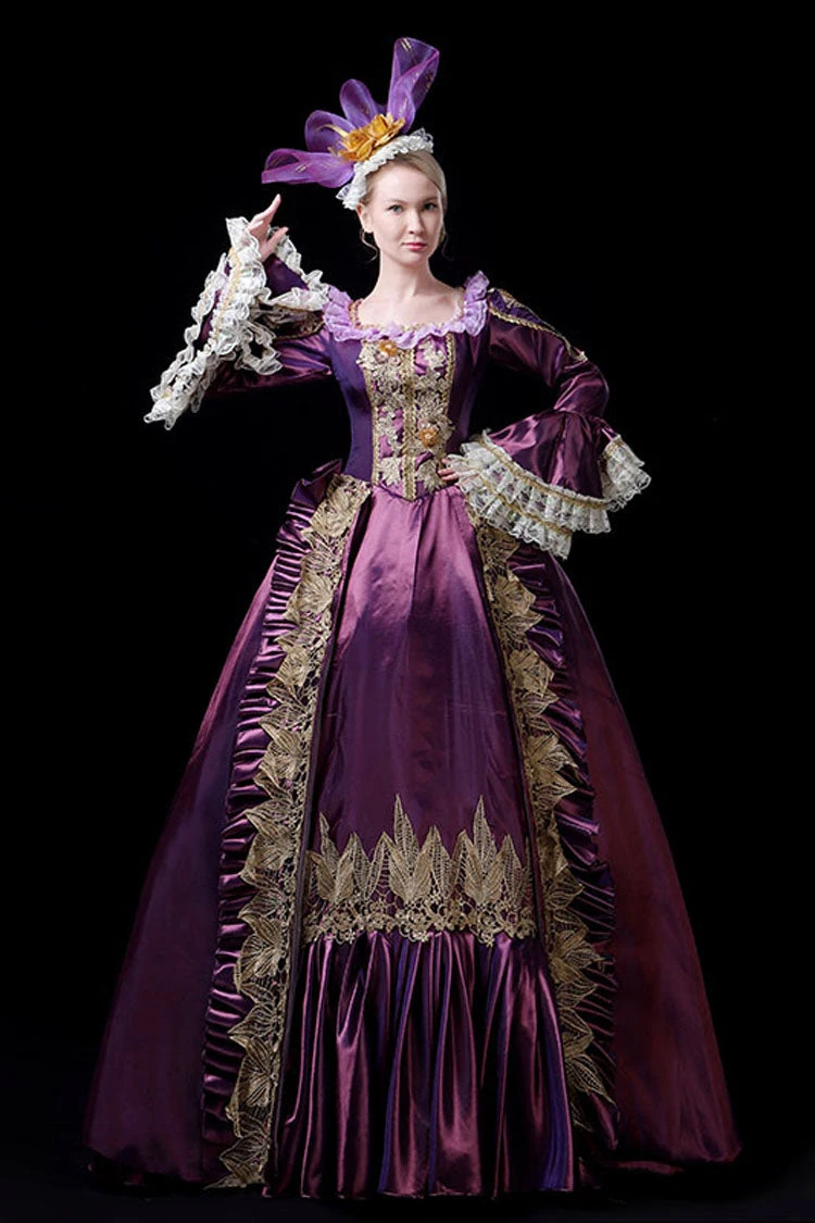 Multi-Layer Long Sleeves Trumpet Sleeves High Waisted Hollow Embroidery Print Victorian Lolita Prom Dress 4 Multi-Layer Long Sleeves Trumpet Sleeves High Waisted Hollow Embroidery Print Victorian Lolita Prom Dress - Image 2