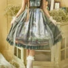 Green Salisbury Cathedral Oil Painting Print Classic Lolita JSK Dress