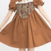 Brown Tie Neck Bear Print Jacquard Panel Bubble Short Sleeves High Waisted Sweet Lolita Dress -LolitaInside 89a4834f199ff5ab042f74e07f8ce526