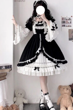 White/Black Hime Sleeves Multi-layer Ruffle Cardigan Bowknot Gothic Princess Lolita Dress -LolitaInside 8a5cc9ce00e0be5afa3f212ce80d591a