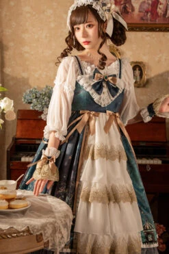 Dark Blue Night Of The Magic Lamp Palace Style Bowknot Classic Lolita Jsk Dress -LolitaInside 8b274046574df55733de4790d61da30c
