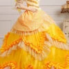 Yellow High Waisted Ruffled Multi-Layer Lace Stitching Victorian Lolita Prom Dress