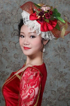 Red Hollow Embroidery Floral Print Half Sleeves High Waisted Victorian Lolita Prom Dress -LolitaInside 8bc10d8efbf2b3c3df6b856be07e736c