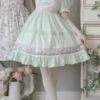 Green Short Sleeves Rose Print Ruffle Bowknot Sweet Lolita Dress -LolitaInside 8cfc95c23cc45a1c17cebb784a2e7f20