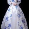 Blue/White Porcelain Printing Stand Collar High Waisted Victorian Lolita Prom Dress 2 Blue/White Porcelain Printing Stand Collar High Waisted Victorian Lolita Prom Dress -LolitaInside 8d6e22013178e3d5acc500edd8d0b7c0