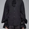 Black Chiffon Embroidered Long Sleeves Mens Gothic Blouse -LolitaInside 8ece5a98d3ebccd1a3110f975e62680e