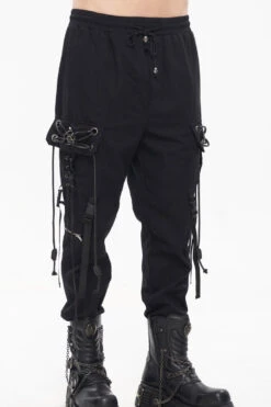 Black Punk Fine Twill Two-Wear Metal Buckle Chain Decoration Men's Pants -LolitaInside 8fc1ca14ab3d8e0266b59ae50feffa9a