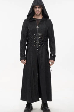 Black Punk Stripe Mechanism Material Adjustable Stitching Fake Girdle Design Slim Fit Men's Coat -LolitaInside 9018e93f807d7db7887dba27eee19a42