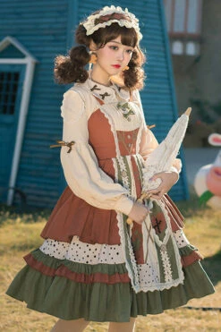 Multi-Color Japanese Country Style Stitching Bowknot Multi-Layer Ruffled Classic Lolita JSK Dress -LolitaInside 905c957ecfa8d54abae4e078accd5a8d