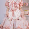 Light Pink Cat Print Square Collar Bowknot Ruffled Short Sleeves Sweet Lolita OP Dress -LolitaInside 908abda6c8c71ec8545b2043b3a8135c