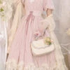 Pink Elegant Vintage Square Collar Short Sleeves Multi-Layer Ruffled Classic Lolita OP Dress -LolitaInside 909bed1b70dca5607f87f72f19f0d860