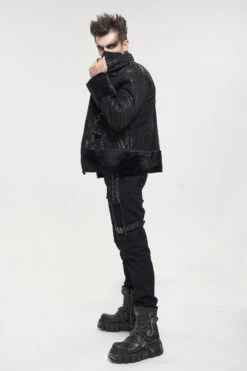 Black Five Pointed Star Decoration Retro Suede Short Plush Men's Punk Coat -LolitaInside 90a8b399df21002e3f73580540fe755c