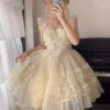 Apricot Solid Color Multi-layer Ruffle Hanayome Sweet Lolita Jsk Dress
