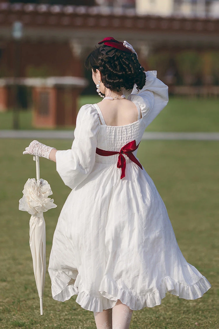 White Roman Covenant Boat Neck Long Sleeves Ruffle Classic Lolita Dress 14 White Roman Covenant Boat Neck Long Sleeves Ruffle Classic Lolita Dress - Image 12