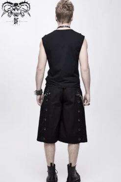 Black Chest Lace Up Splice Coarse Grain Men's Punk Vest -LolitaInside 91dde287f5fad85aea5a7e31b5d0dfd3