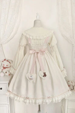 Ivory Sheep & Bear Print Alice Girl Bowknot Ruffled Sweet Lolita JSK Dress 9 Ivory Sheep & Bear Print Alice Girl Bowknot Ruffled Sweet Lolita JSK Dress -LolitaInside 925a3e3b23d88ab6360223d538fab106