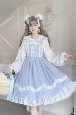 Blue Lapel Collar Bowknot Multi-Layer Ruffled Sweet Lolita JSK Dress 17 Blue Lapel Collar Bowknot Multi-Layer Ruffled Sweet Lolita JSK Dress -LolitaInside 92a52898c4d7d60204a259b302b3cca2