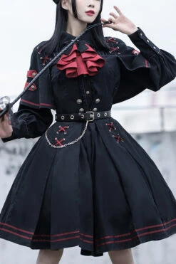 Black Punishment Execution Officer Series Military Style Shirt And Skirt Set Gothic Lolita Dress