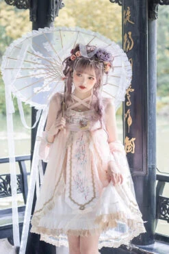 Pink Sleeveless Ruffle Embroidery Sweet Chinese Style Princess Lolita Jsk Dress -LolitaInside 9303664de7561f09b99a2dcd47f6456d