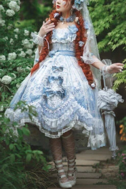 Blue The Key To The Secret Realm Gorgeous Wedding Princess Sweet Lolita Dress Set