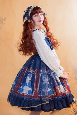 Royal Court Lace Chiffon Waist Bow Cat Printed Sweet Lolita Jsk Dress -LolitaInside 9551a3eeeadcec5dba198412427c2007