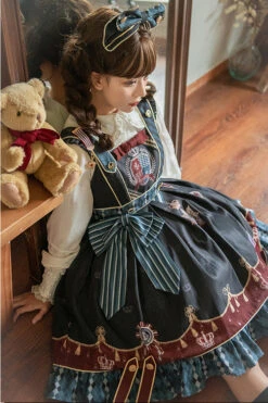 Black Vintage College Badge Print Sweet Lolita JSK Dress -LolitaInside 956c303a0ad6cb4b1472fb0ba741196c