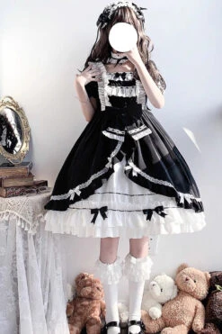 White/Black Hime Sleeves Multi-layer Ruffle Cardigan Bowknot Gothic Princess Lolita Dress -LolitaInside 958588374aff49e9a6402ae78b5a0c34