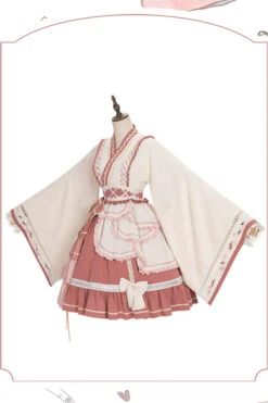 Beige/Pink Wide Sleeved Multi-Layered Ruffle Sweet Lolita OP Dress -LolitaInside 962943062fe864bb08be0895b6b66c69