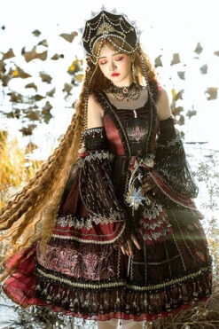 Wine Vintage Hanayome Eye Of Red Heart Bowknot Multi-Layer Ruffled Classic Lolita JSK Dress -LolitaInside 96621d33b3757ed34a8cf04c1f6145cb