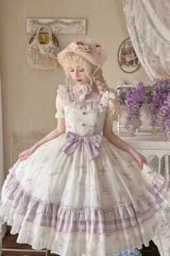 Letters And Poems Starry Bellflower Print Short Sleeve Square Neck Sweet Lolita Dress -LolitaInside 966a6b4963a4c31a0046388da34dedaa