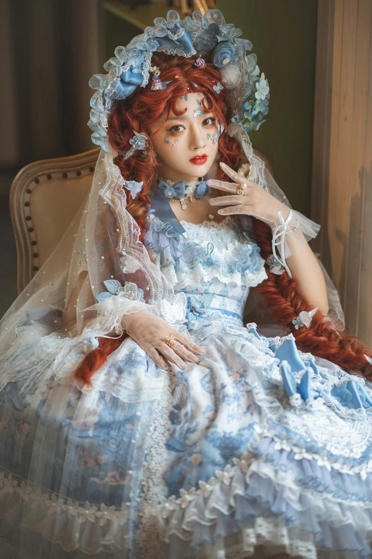 Blue The Key To The Secret Realm Gorgeous Wedding Princess Sweet Lolita Dress Set 6 Blue The Key To The Secret Realm Gorgeous Wedding Princess Sweet Lolita Dress Set - Image 4