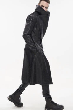 Black Gray Punk Exaggerated Large Collar Design Thick Rope Decoration Handsome Slim Men's Long Coat -LolitaInside 96c552396a67d035cfbb7a87a2328ab9