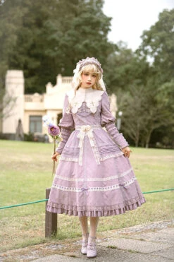 Purple Cross Dark Church Elegant Lace Long Sleeves Ruffled Classic Lolita OP Dress -LolitaInside 96d23718ec02e2aae6119ca7fa580708