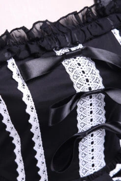 Black/White Cap Sleeves Ruffled Bowknot Lace Trim Gothic Lolita Dress -LolitaInside 96e073401eec7b0f0d5ef8ea44ac34d6