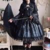 Black Sleeveless Church Of Silent Night Print Ruffle Gothic Lolita Jsk Dress -LolitaInside 9720a505778beb1ce9c22f484dc7cb53