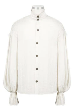 White Straight Collar Puff Sleeve Jacquard Mens Punk Blouse -LolitaInside 972563d35d38aa43f99f7ec978e5363e