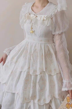 White Multi-layer Hollow Embroidery Sweet Lolita Jsk Dress -LolitaInside 97b8e7692eff95b8bd71c7c4e134cb8d