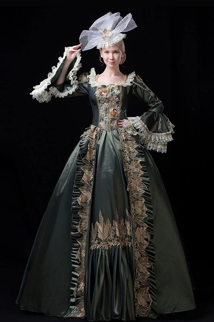 Multi-Layer Long Sleeves Trumpet Sleeves High Waisted Hollow Embroidery Print Victorian Lolita Prom Dress 8 Multi-Layer Long Sleeves Trumpet Sleeves High Waisted Hollow Embroidery Print Victorian Lolita Prom Dress - Image 6