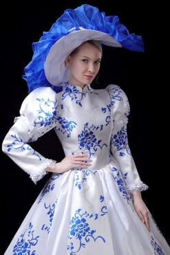 Blue/White Porcelain Printing Stand Collar High Waisted Victorian Lolita Prom Dress 11 Blue/White Porcelain Printing Stand Collar High Waisted Victorian Lolita Prom Dress -LolitaInside 99ce71c35d1c5366c10dbb1cf2f317e2