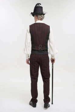 Red Retro Micro-Elastic Thick Stripe Stitching Three-Dimensional Texture Detachable Men's Punk Swallowtail Vest -LolitaInside 99e484907c368f2d6077ceee55e1456d