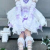 White/Purple Puff Short Sleeves Princess Gothic Lolita Tiered Dress