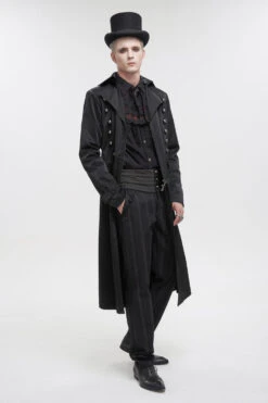 Black Lapel Collar Double Breasted Metal Cross Zip Men's Gothic Long Coat -LolitaInside 9ab7ef7dbc2a603239b1fb769c3f5ad5