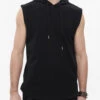 Black Knit Irregular Simple Versatile Sleeveless Hooded Men's Punk Tank Top -LolitaInside 9ae6babfdfbe7a9151f3304e2b81ed71